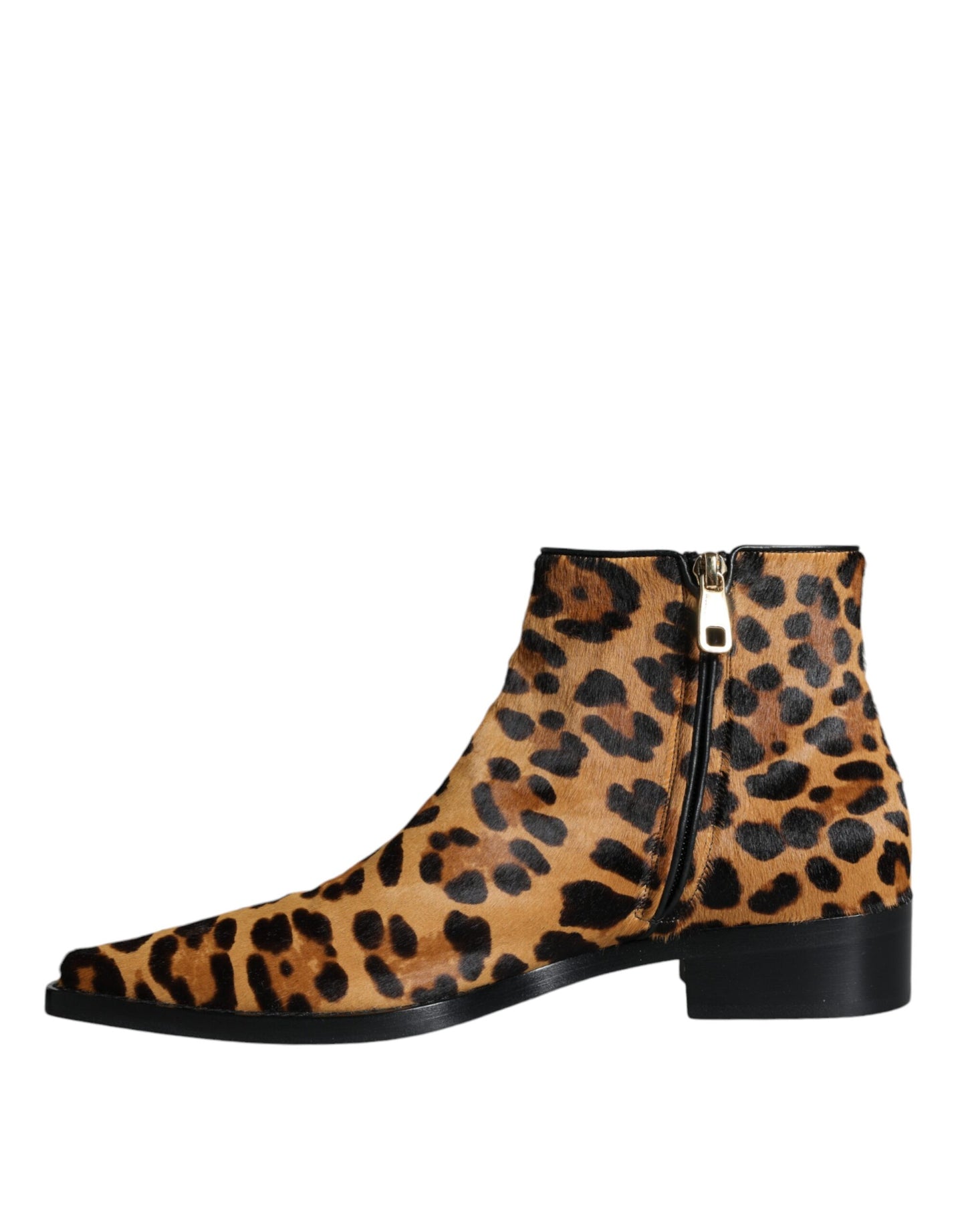 Bottines en fourrure de veau léopard marron Dolce & Gabbana
