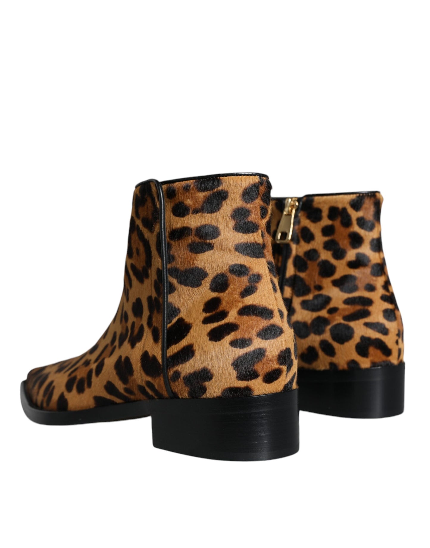 Bottines en fourrure de veau léopard marron Dolce & Gabbana