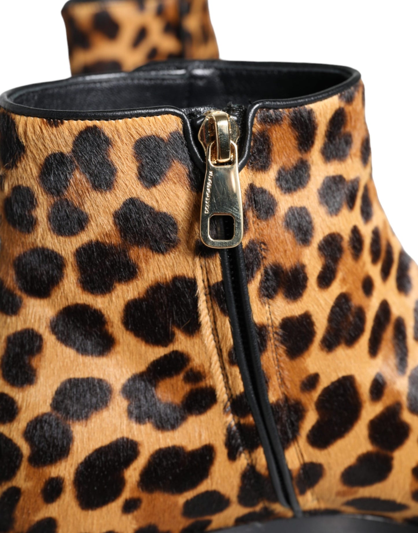 Bottines en fourrure de veau léopard marron Dolce & Gabbana