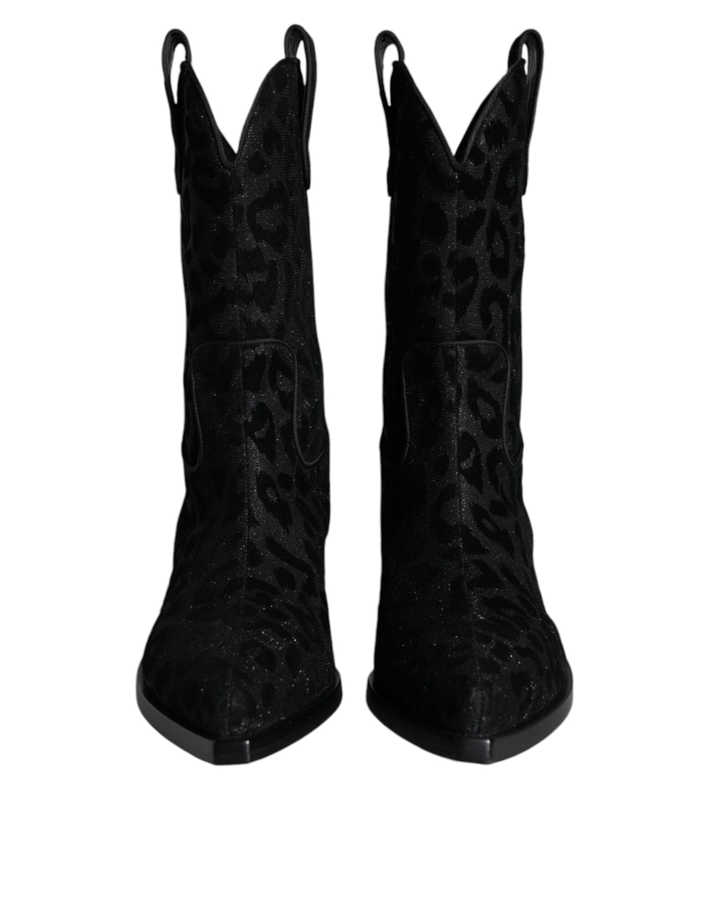 Bottes de cowboy léopard noires et grises Dolce & Gabbana