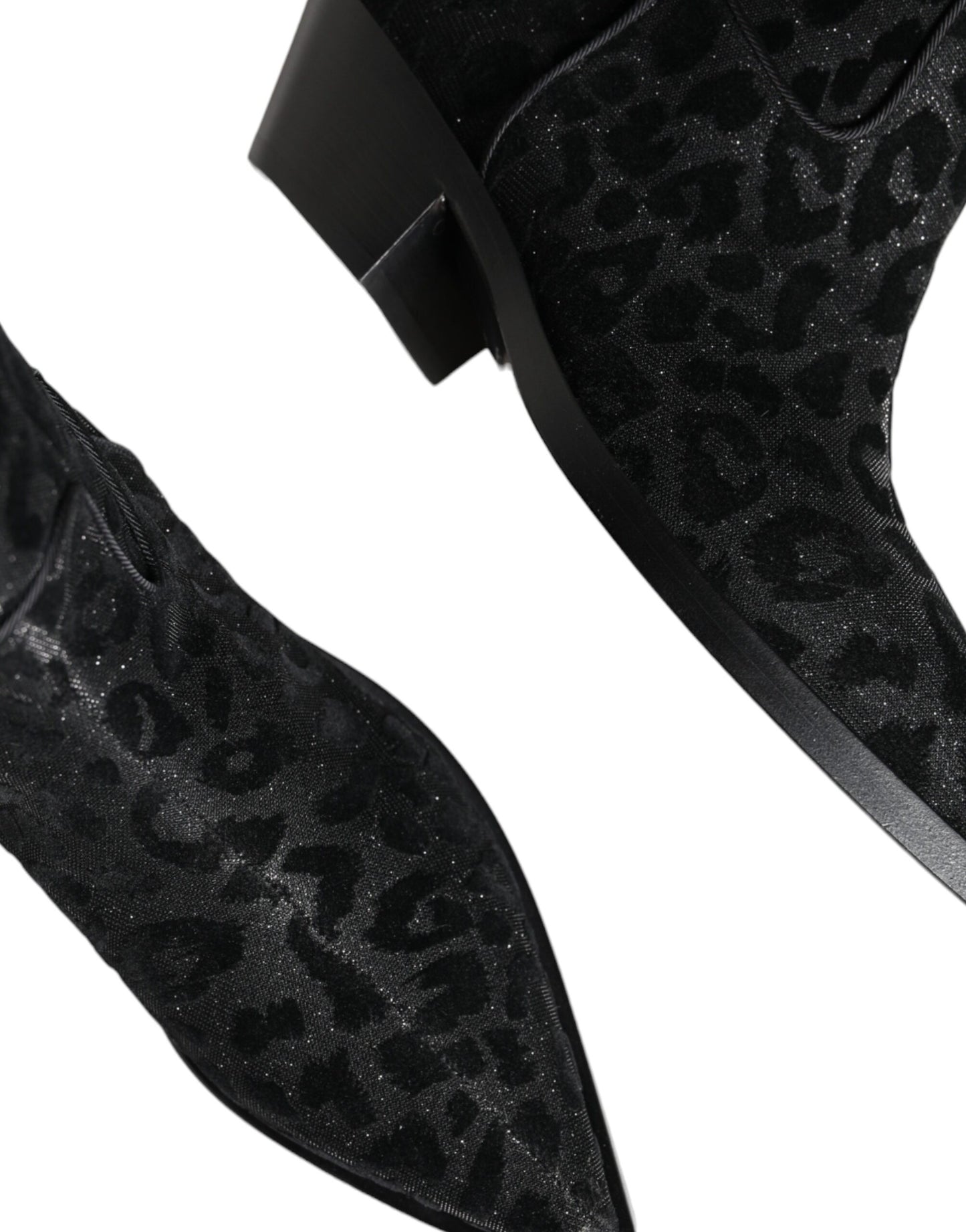 Bottes de cowboy léopard noires et grises Dolce & Gabbana