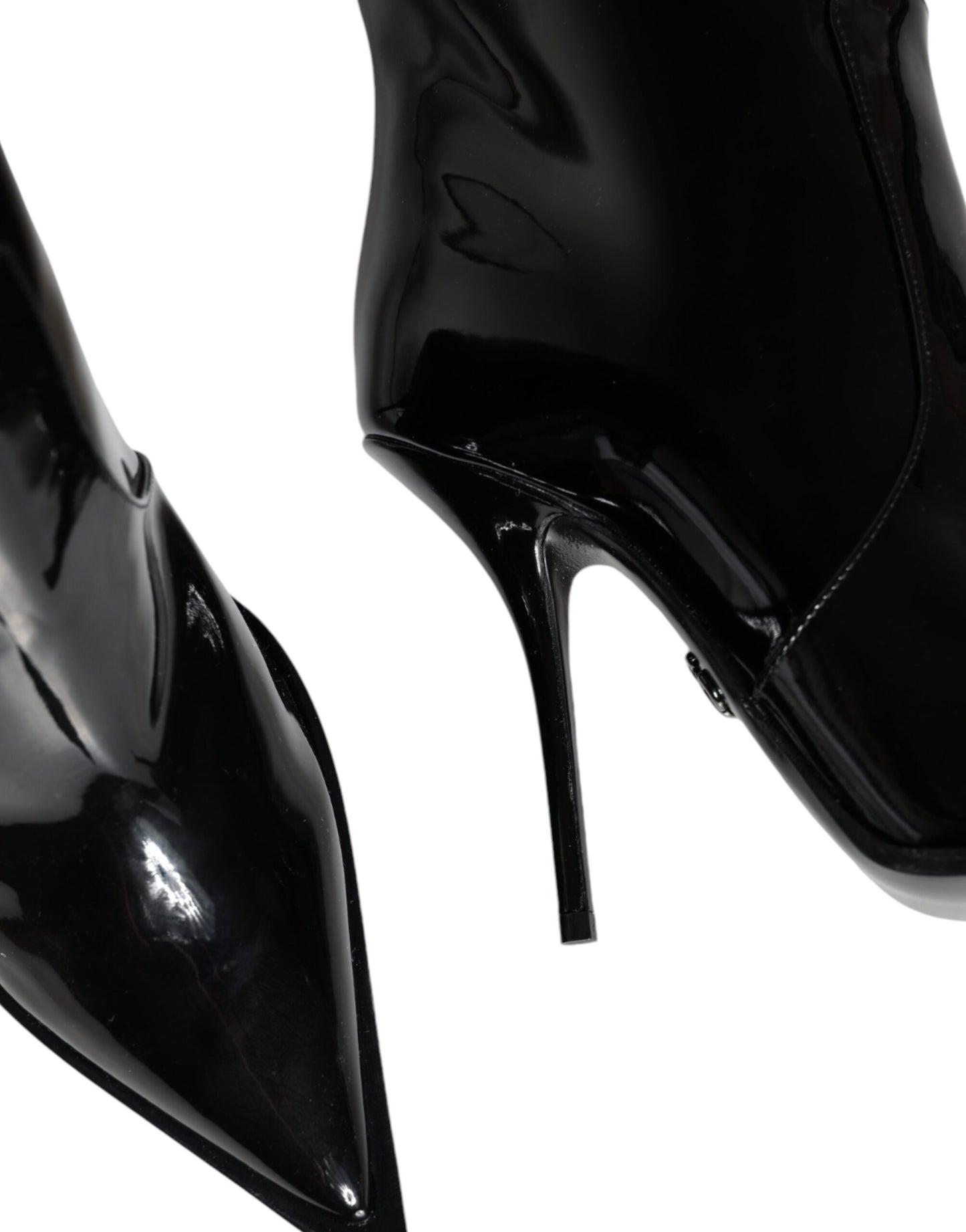 Bottes hautes en cuir verni noir Dolce & Gabbana