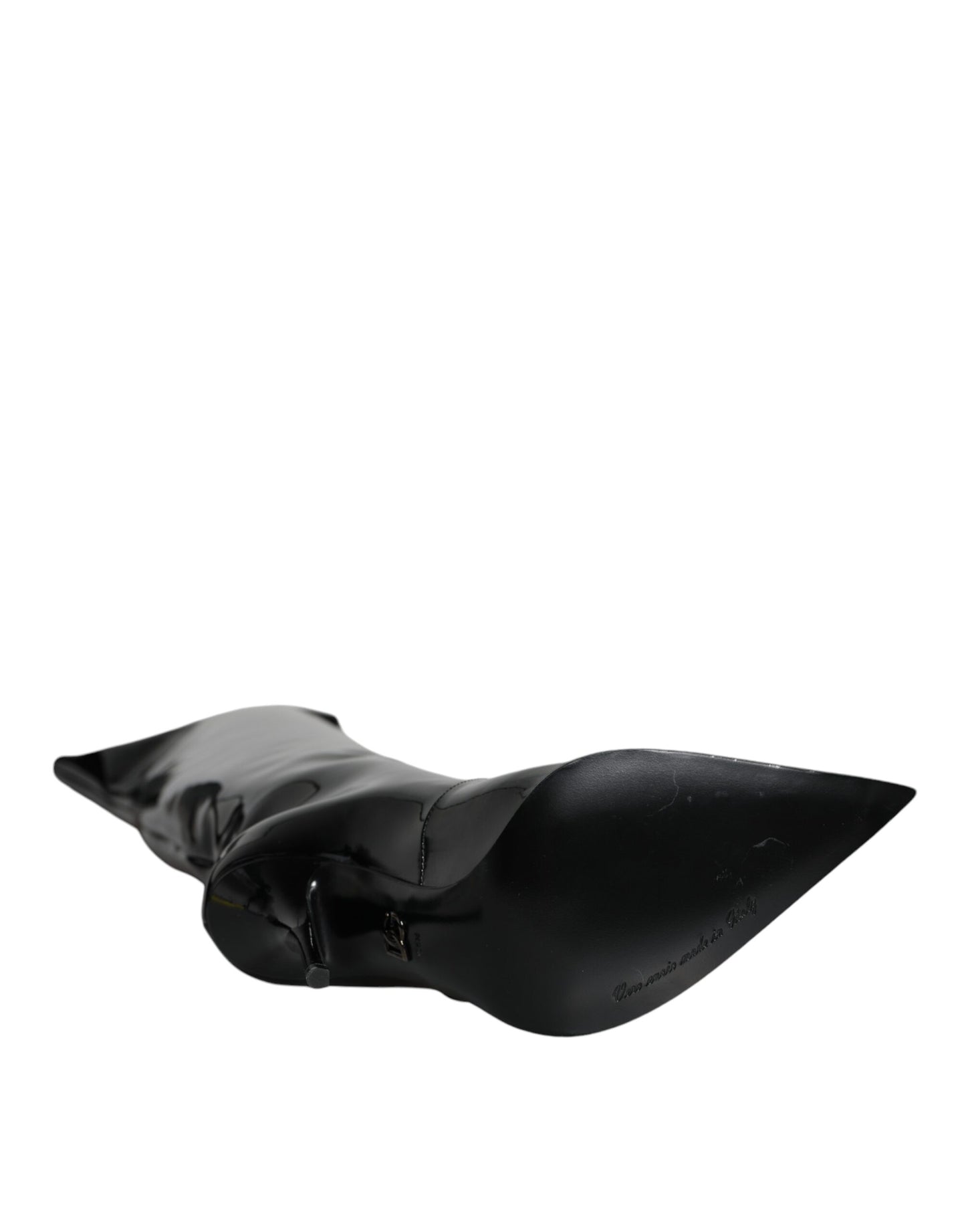 Bottes hautes en cuir verni noir Dolce & Gabbana