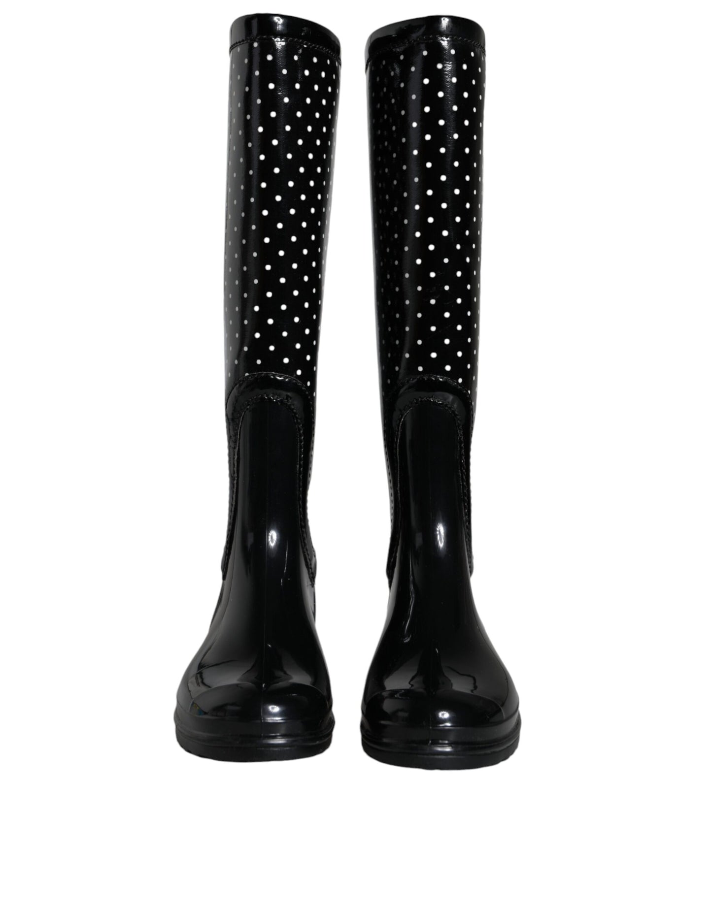 Bottes hautes en caoutchouc noires à pois Dolce & Gabbana