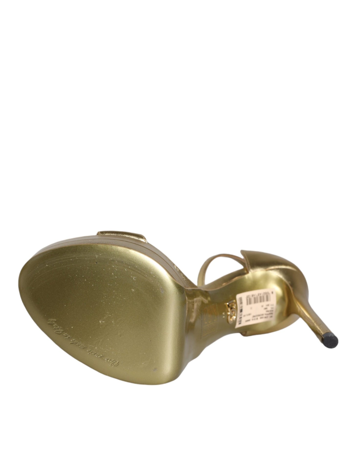 Dolce & Gabbana Gold Leather Platform Keira Sandals Shoes by Dolce & Gabbana