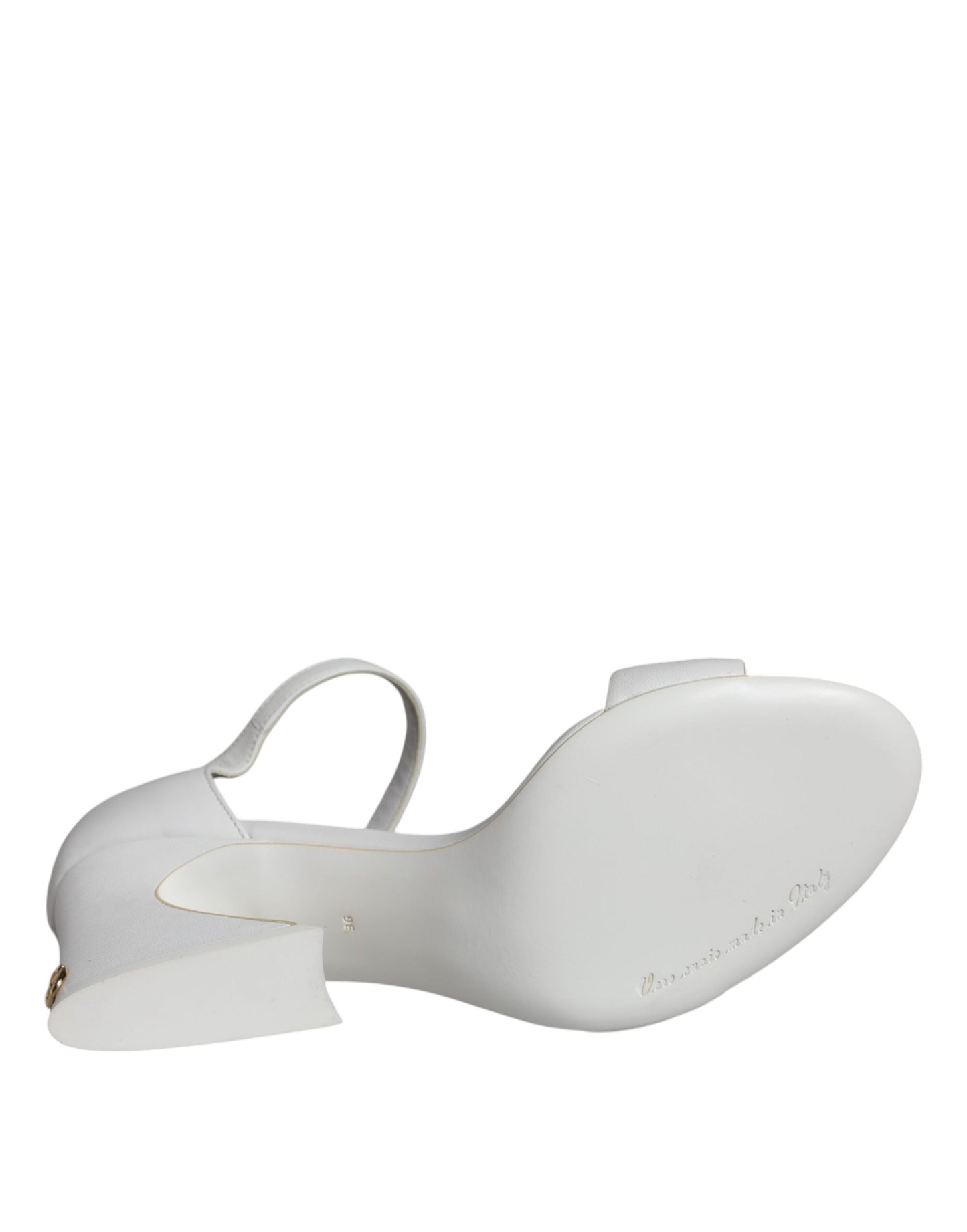 Dolce & Gabbana White Leather Heels Keira Sandals Shoes by Dolce & Gabbana