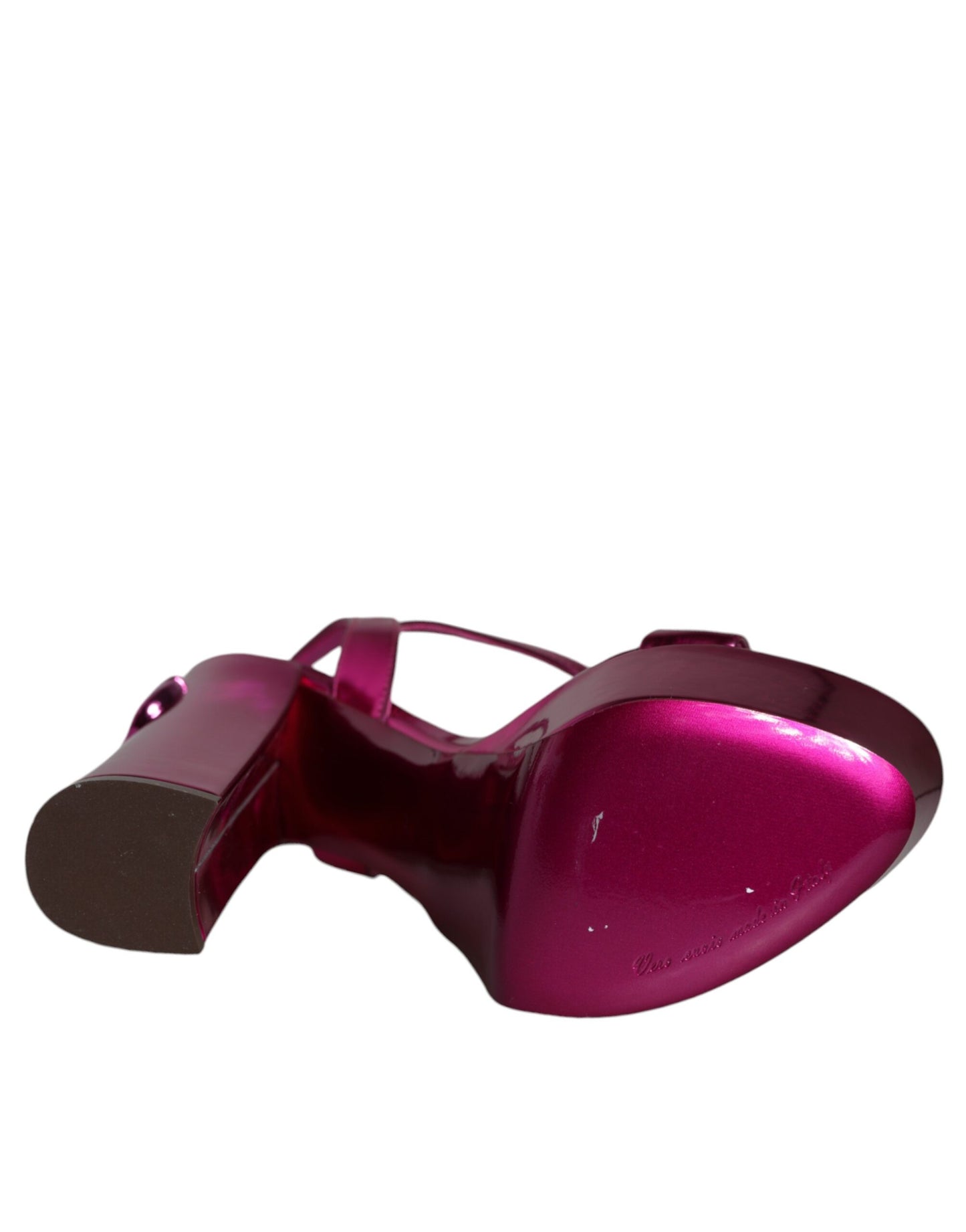 Dolce & Gabbana Fuchsia Leather Platform Logo Keira Sandals Shoes by Dolce & Gabbana