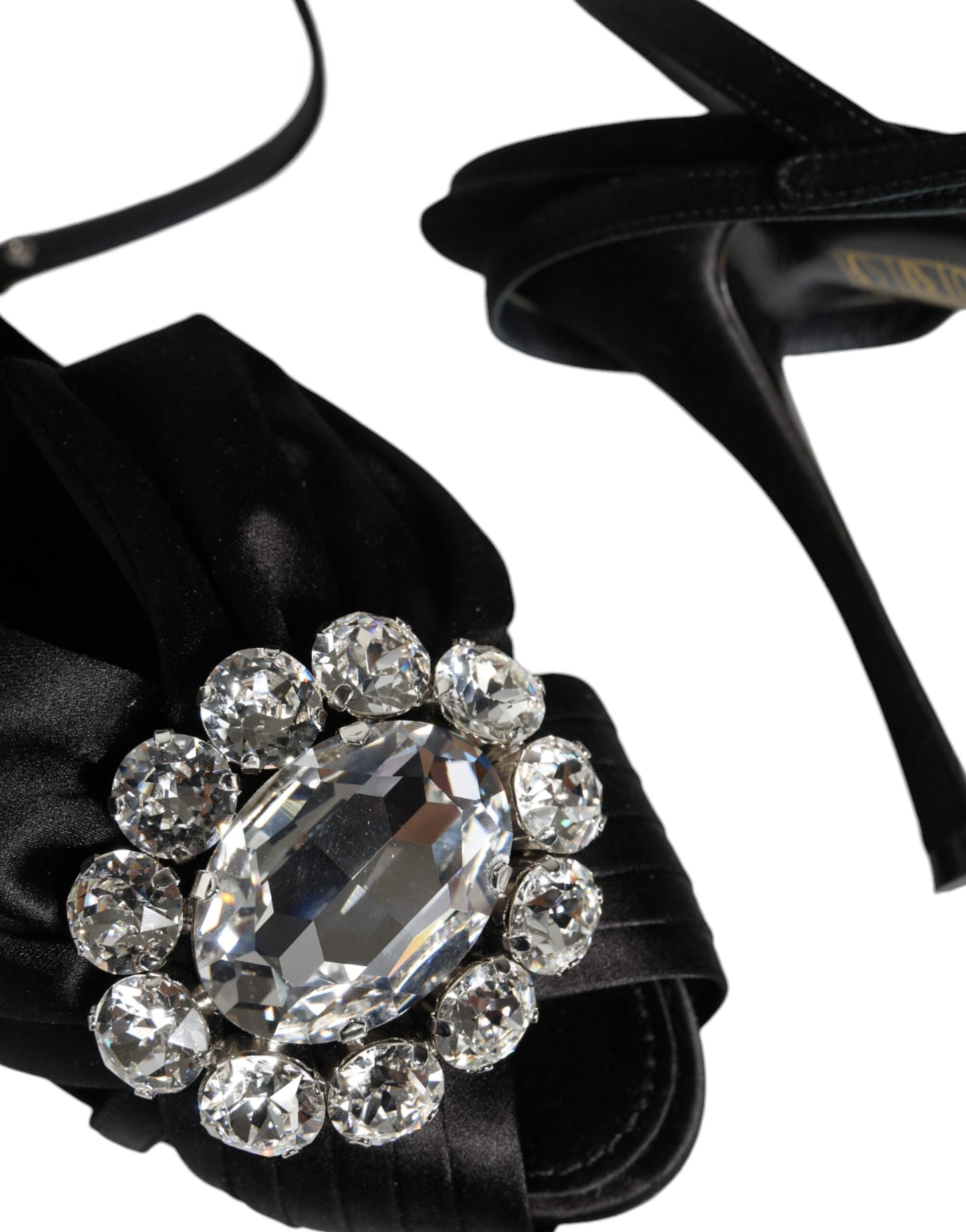 Dolce & Gabbana Black Crystal Ankle Strap Sandals Shoes by Dolce & Gabbana