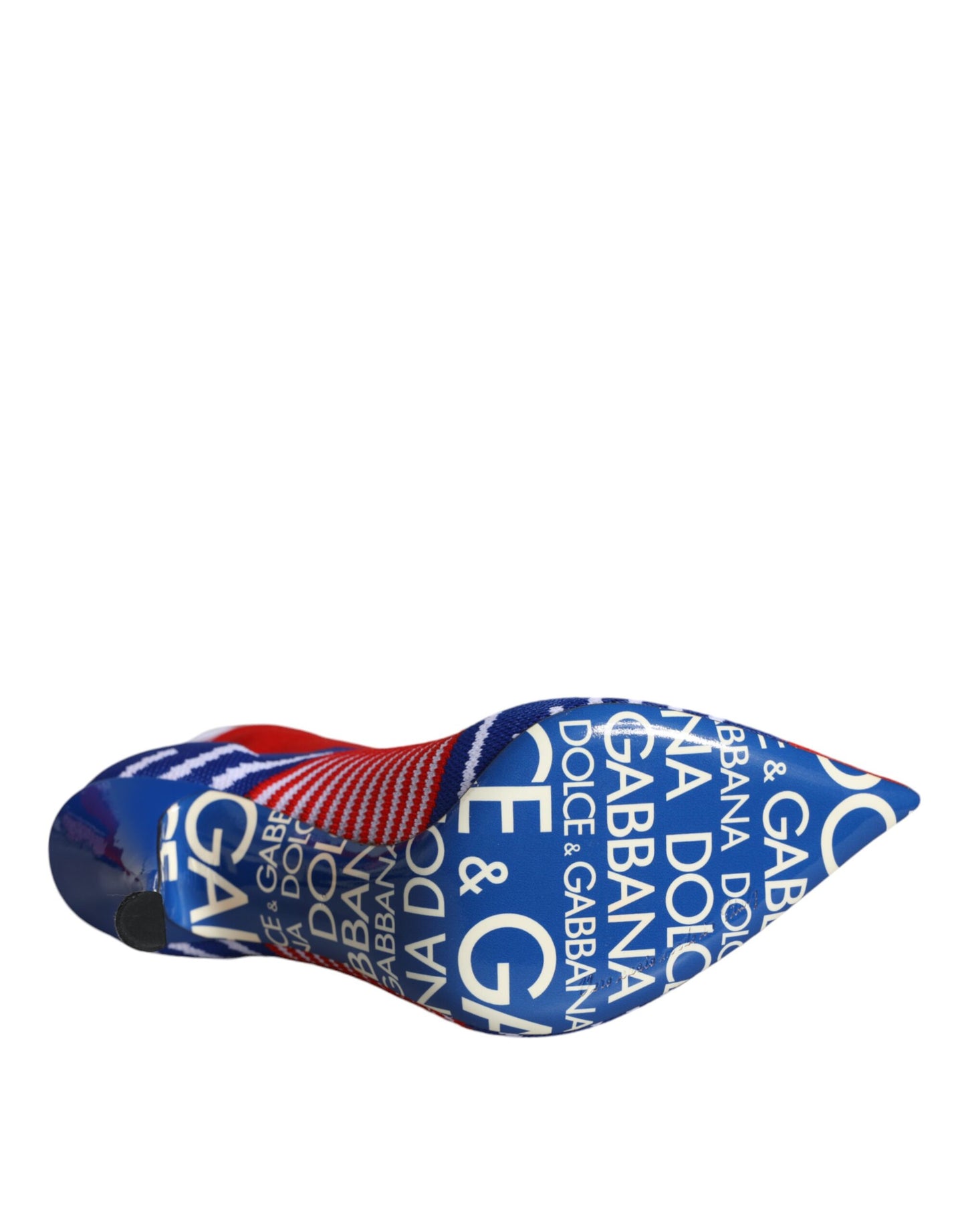 Bottines extensibles style chaussettes Dolce & Gabbana rouges et bleues avec logo