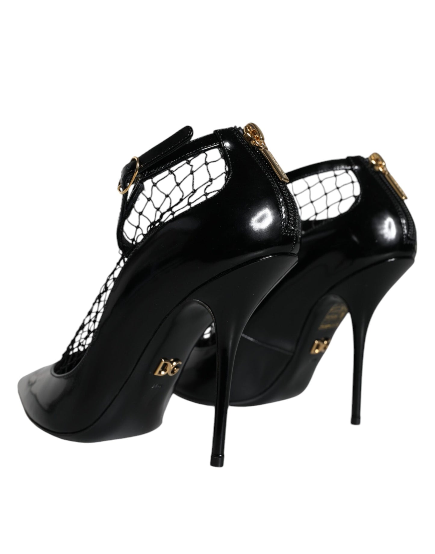 Escarpins à talons en cuir verni noir Dolce & Gabbana