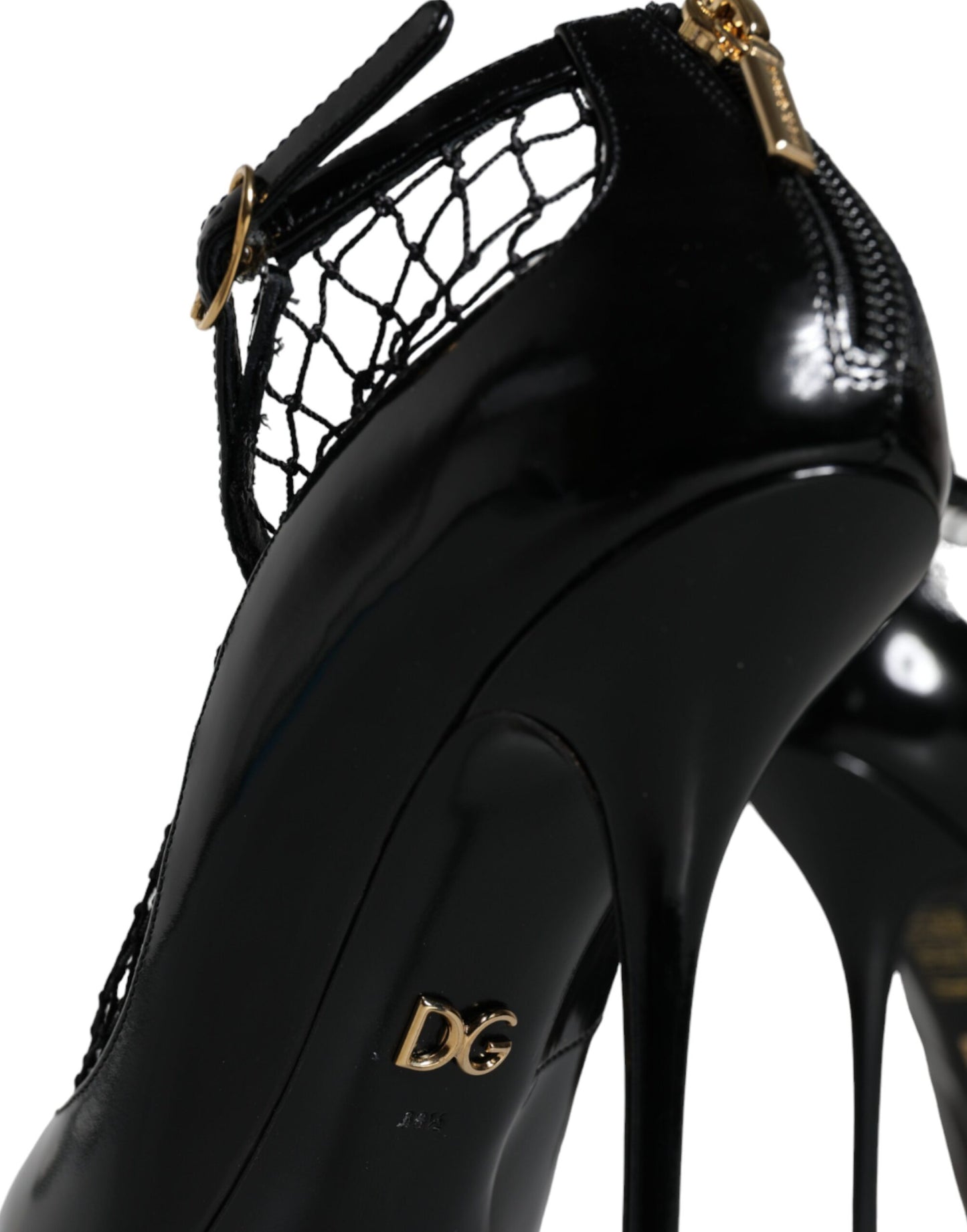 Escarpins à talons en cuir verni noir Dolce & Gabbana