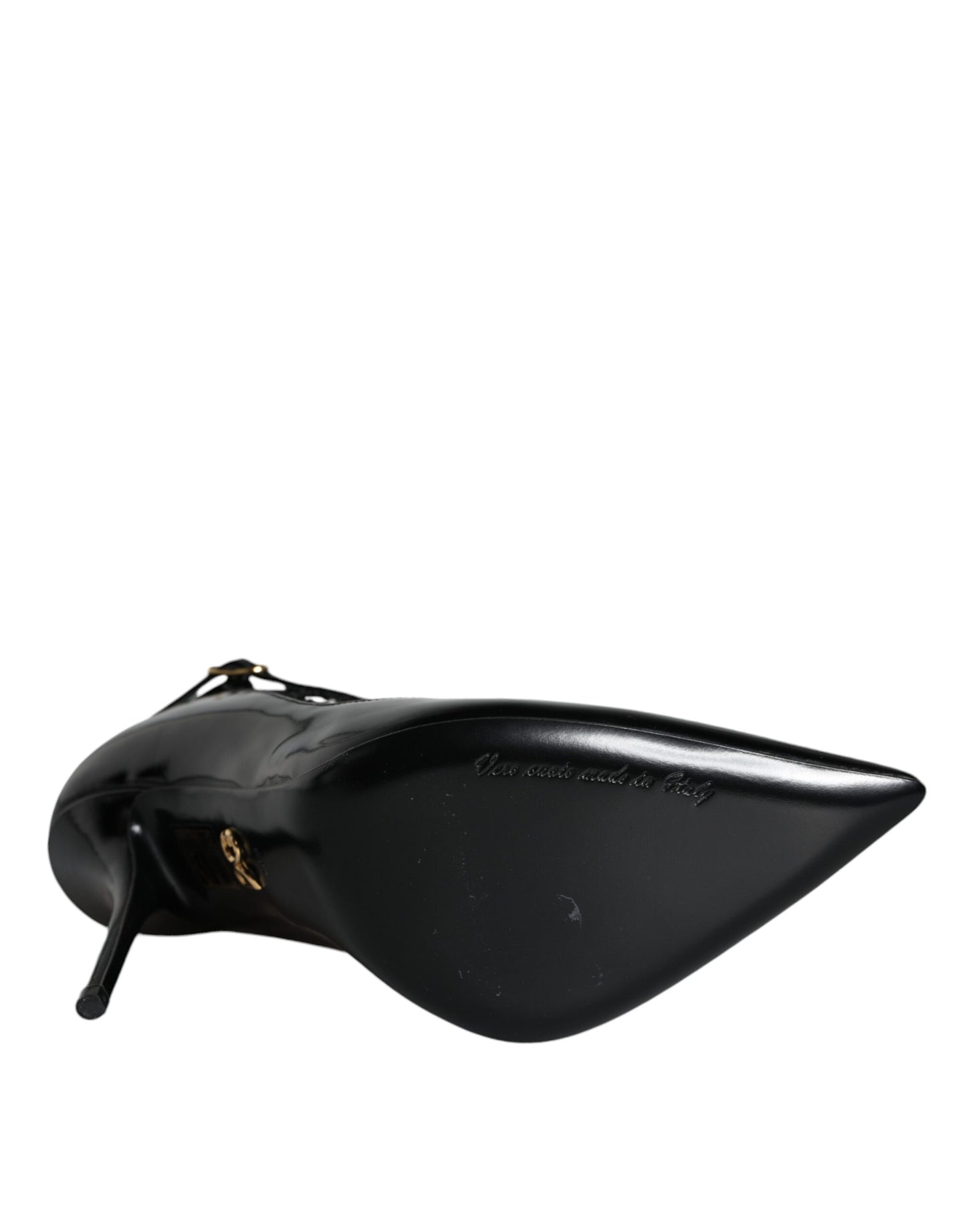 Escarpins à talons en cuir verni noir Dolce & Gabbana