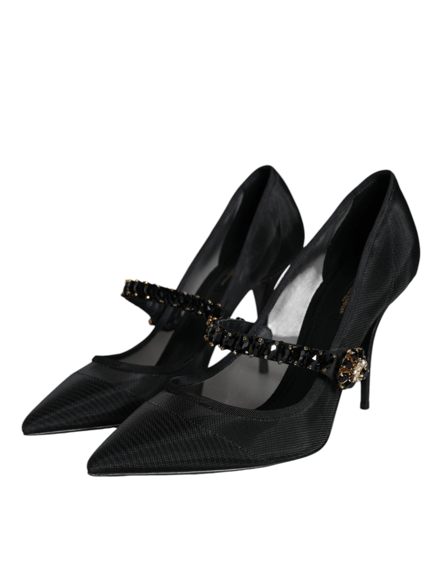Escarpins Dolce & Gabbana en maille noire Mary Jane à talons en cristal