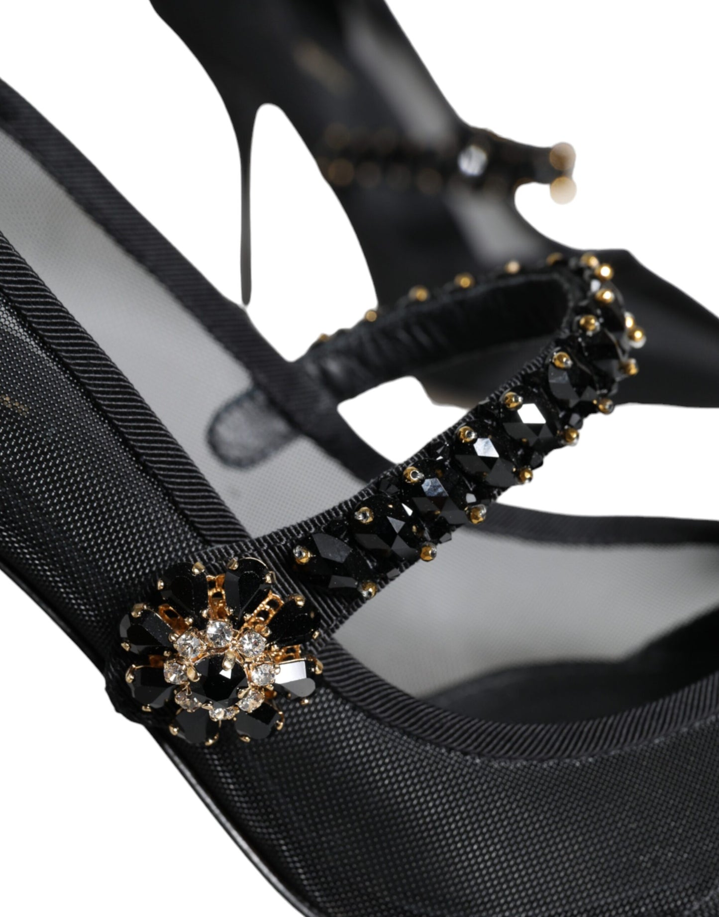 Escarpins Dolce & Gabbana en maille noire Mary Jane à talons en cristal