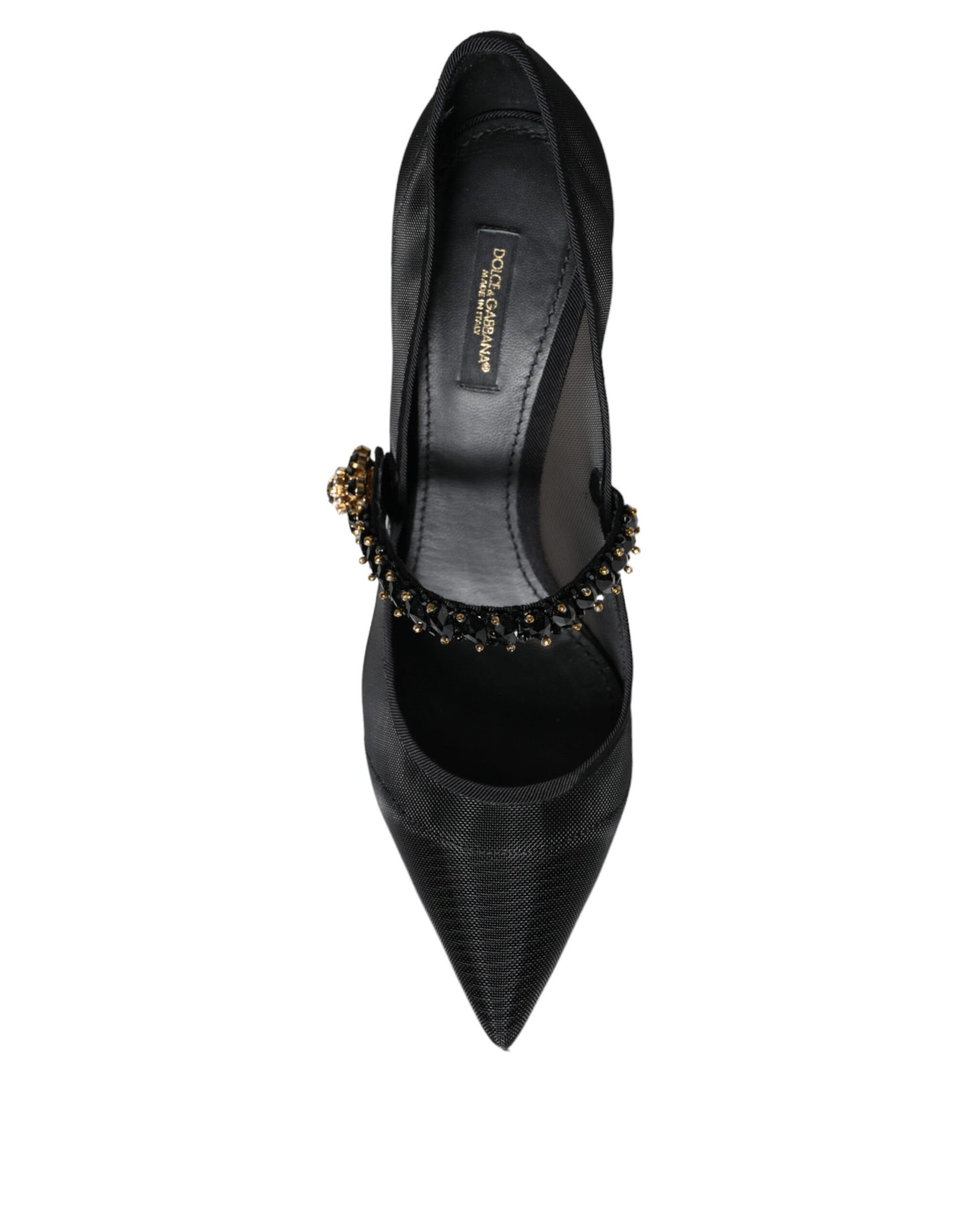 Escarpins Dolce & Gabbana en maille noire Mary Jane à talons en cristal