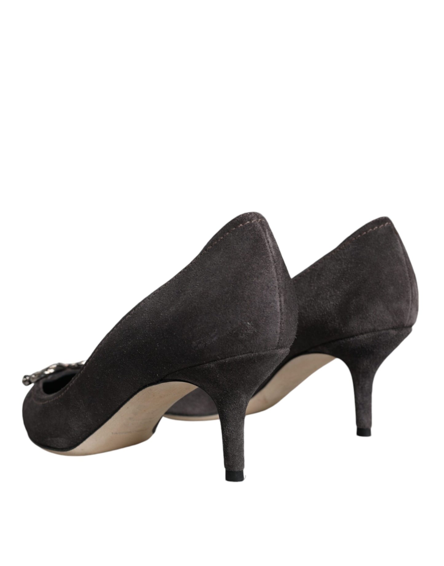Escarpins à talons Bellucci en daim gris Amore de Dolce & Gabbana