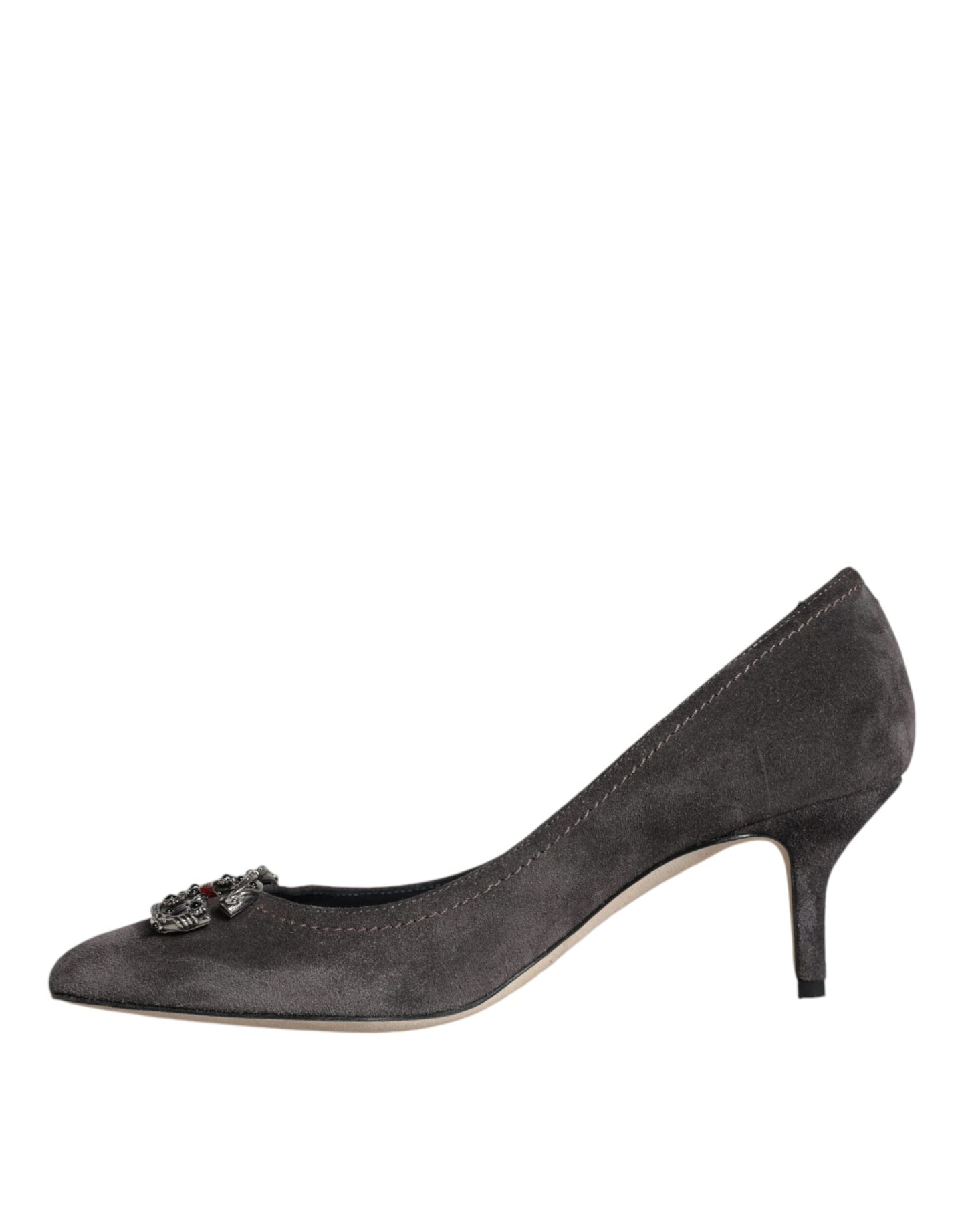 Escarpins à talons Bellucci en daim gris Amore de Dolce & Gabbana