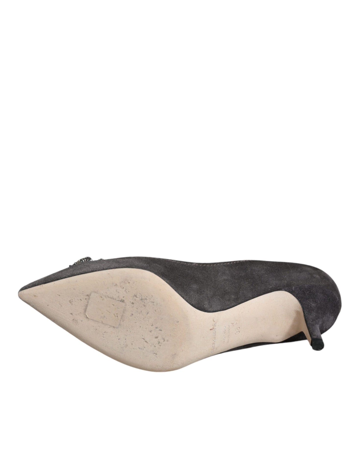 Escarpins à talons Bellucci en daim gris Amore de Dolce & Gabbana