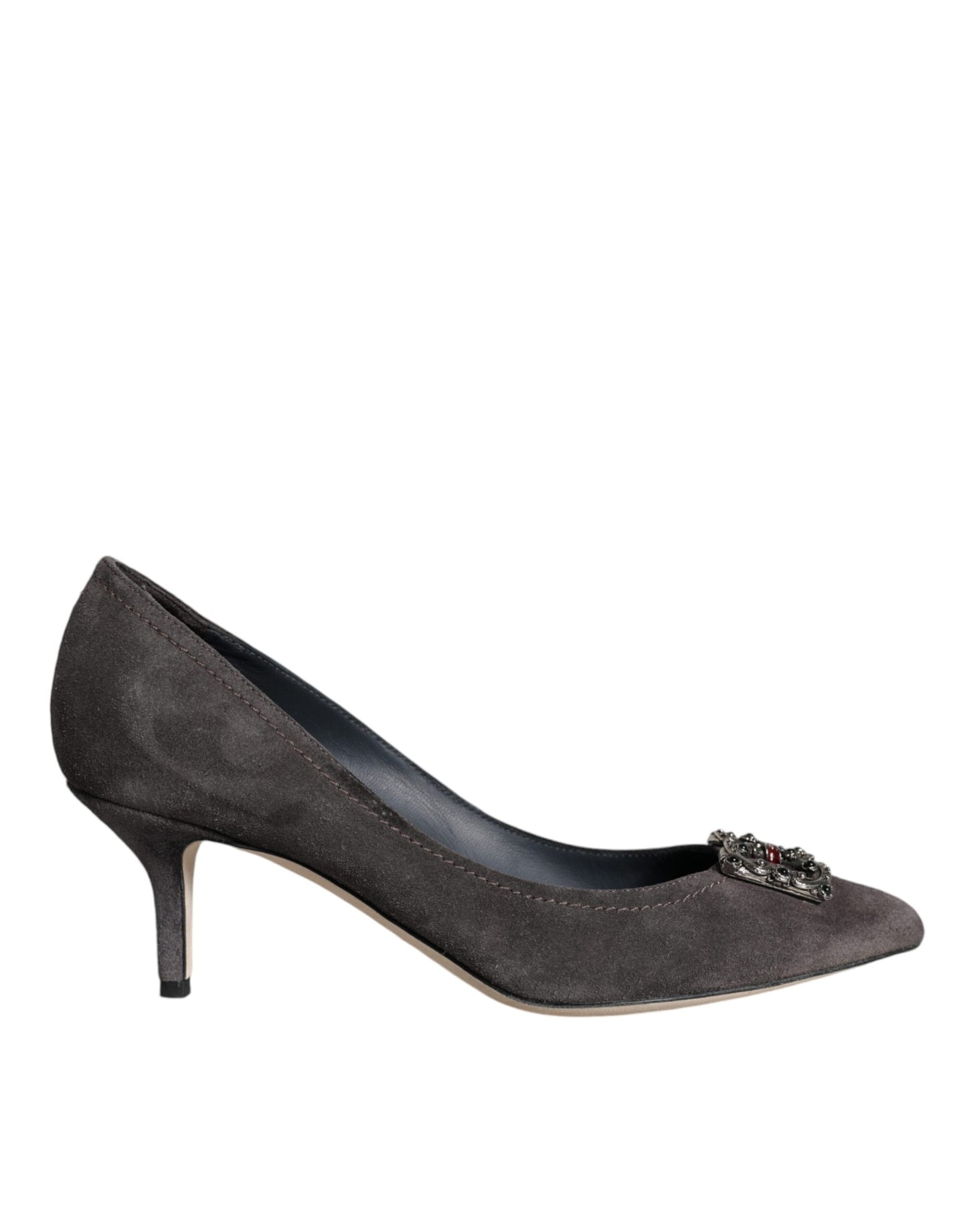Escarpins à talons Bellucci en daim gris Amore de Dolce & Gabbana