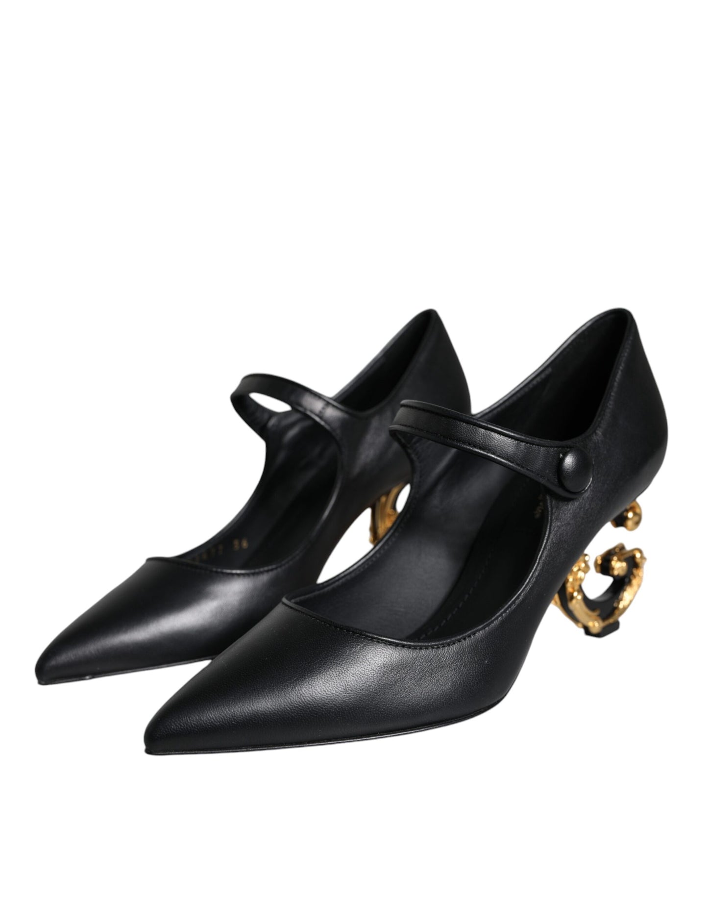 Escarpins Mary Janes en cuir noir avec logo Dolce & Gabbana