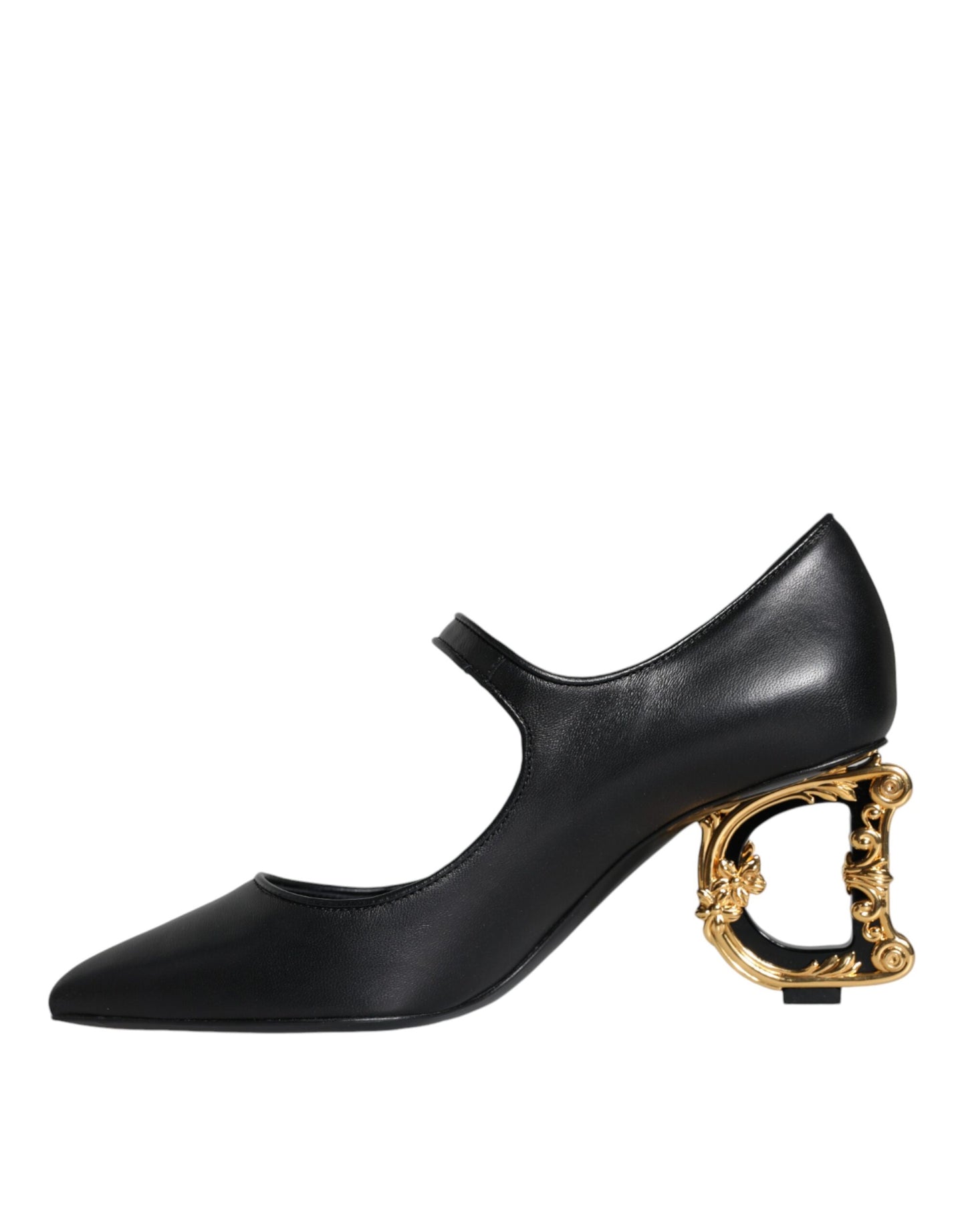 Escarpins Mary Janes en cuir noir avec logo Dolce & Gabbana