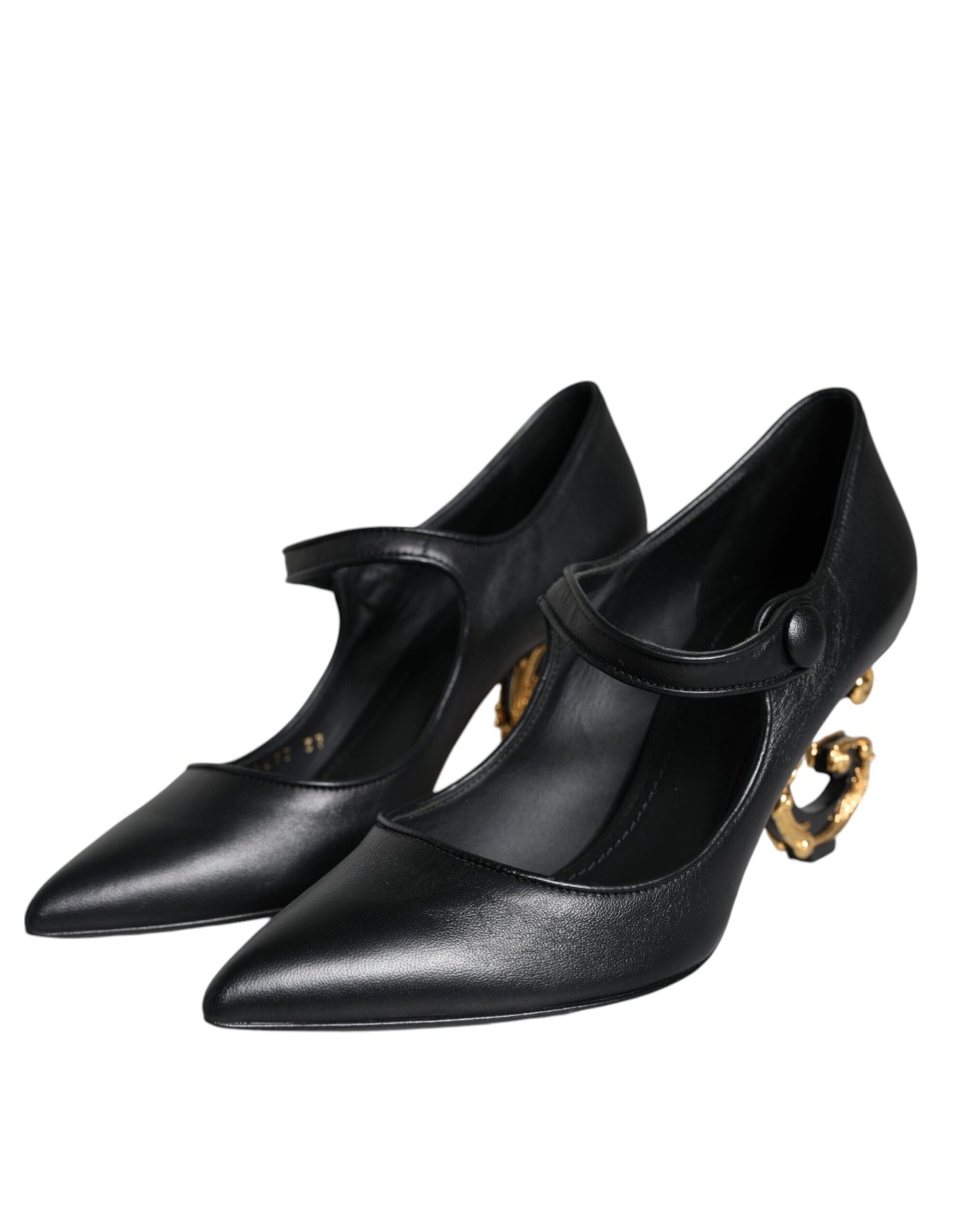 Escarpins Mary Janes en cuir noir avec logo Dolce & Gabbana