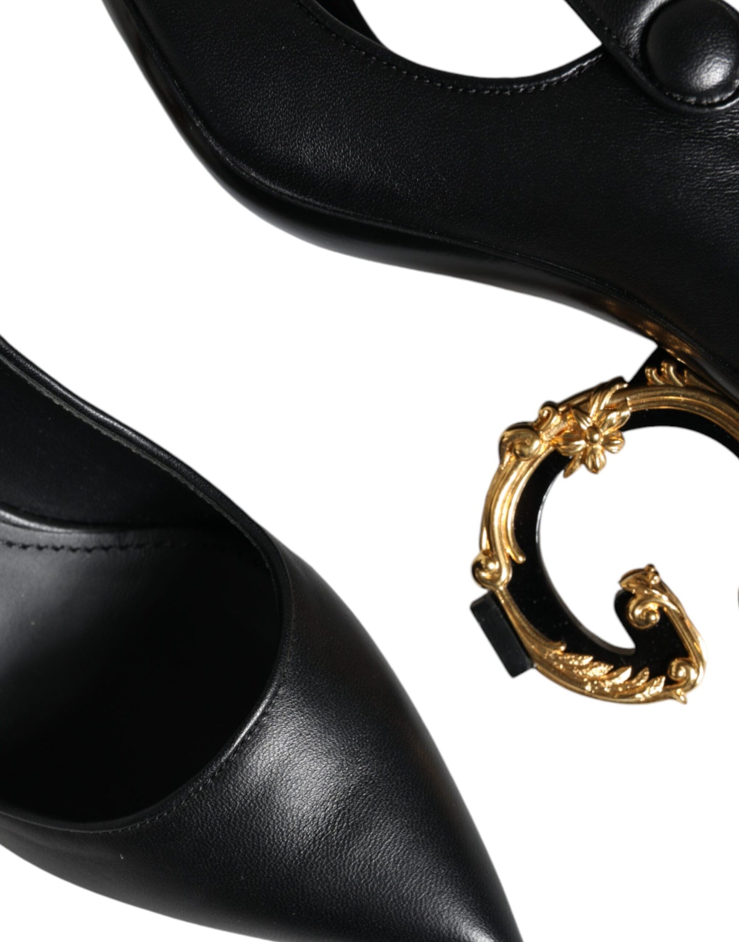 Escarpins Mary Janes en cuir noir avec logo Dolce & Gabbana