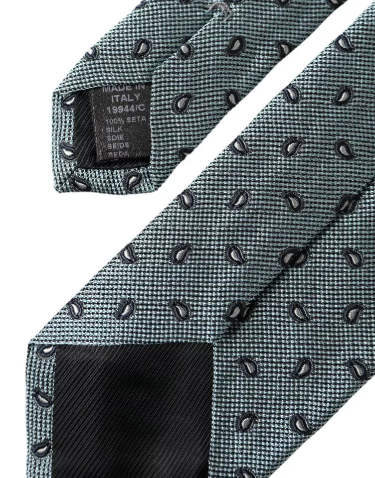 Cravate ajustable pour homme Dolce & Gabbana verte 100 % soie à motifs
