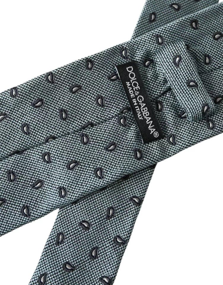 Cravate ajustable pour homme Dolce & Gabbana verte 100 % soie à motifs