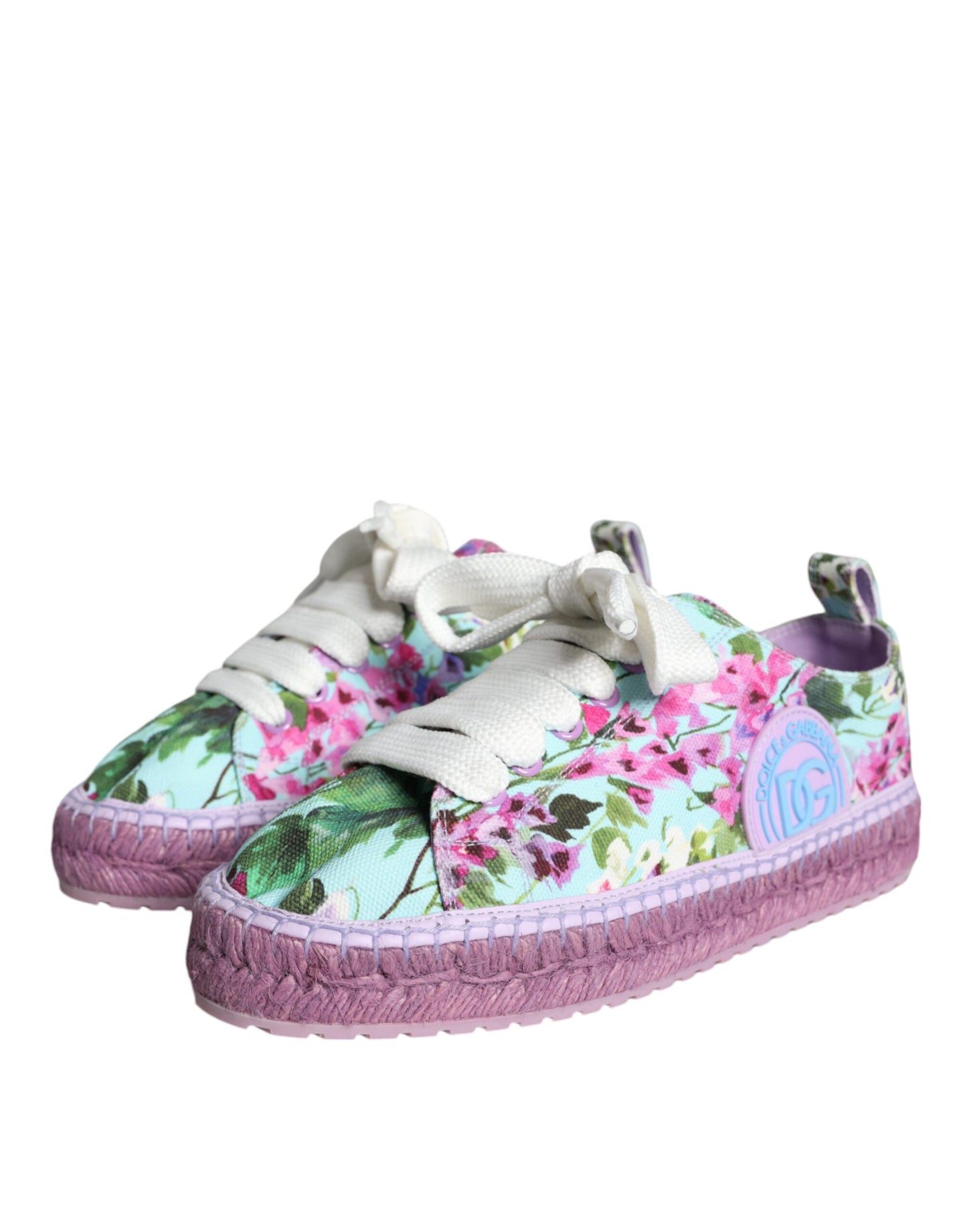 Dolce & Gabbana Multicolor Canvas Floral Espadrilles Sneakers Shoes by Dolce & Gabbana