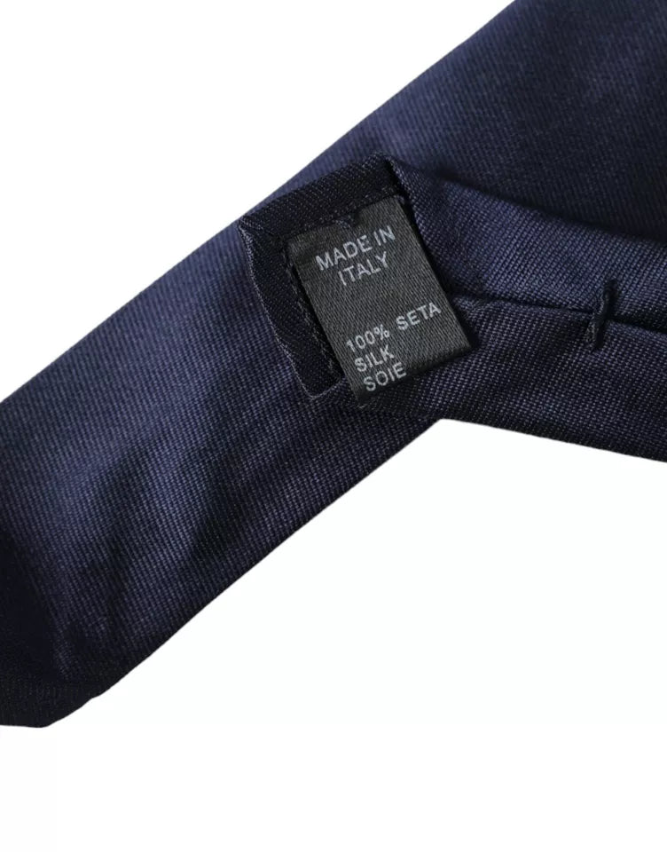 Cravate fine ajustable en soie bleu foncé Dolce & Gabbana