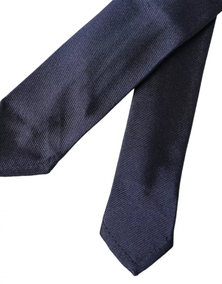 Cravate fine ajustable en soie bleu foncé Dolce & Gabbana