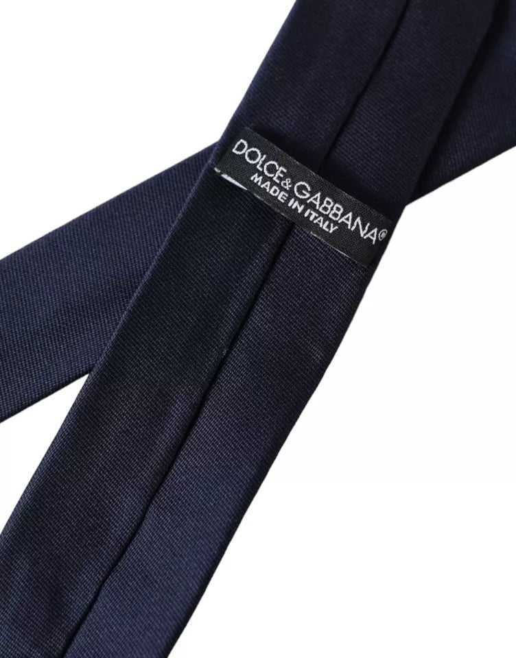 Cravate fine ajustable en soie bleu foncé Dolce & Gabbana