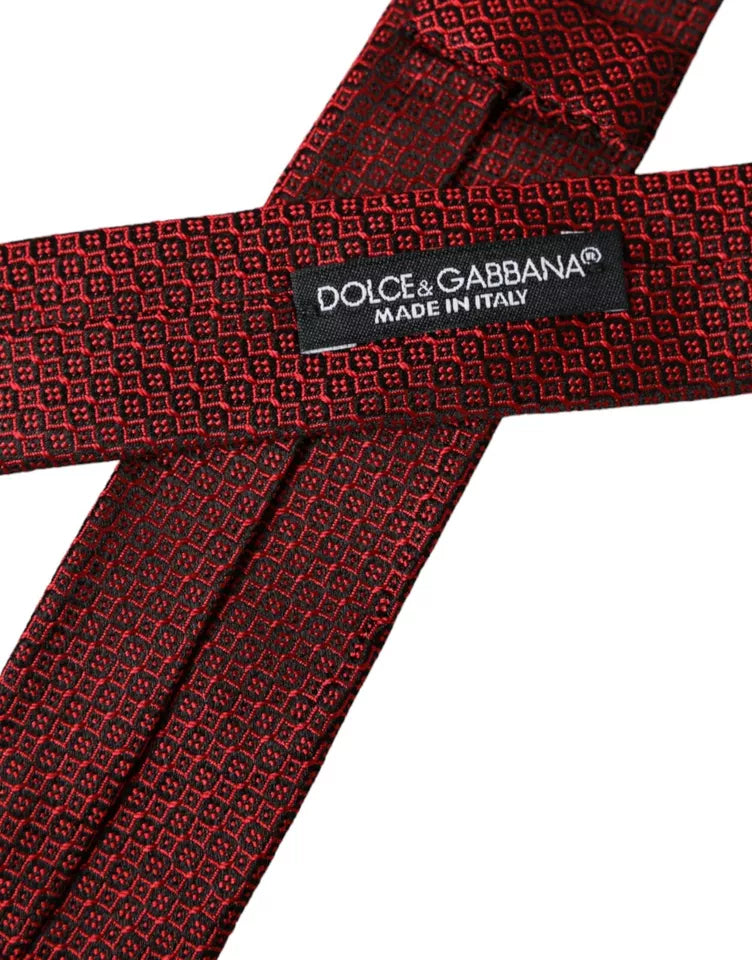Cravate ajustable pour homme Dolce & Gabbana en soie 100 % rouge à motifs