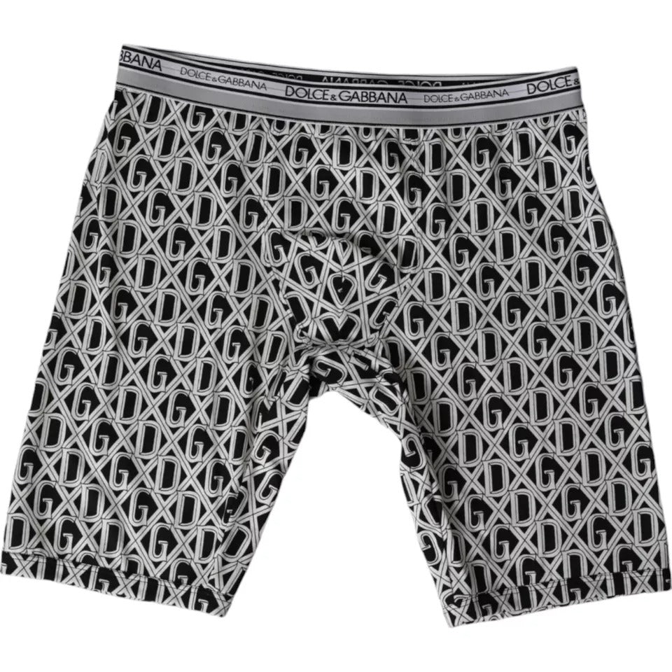 Sous-vêtements cyclistes Dolce & Gabbana en coton stretch noir et blanc avec logo DG pour homme