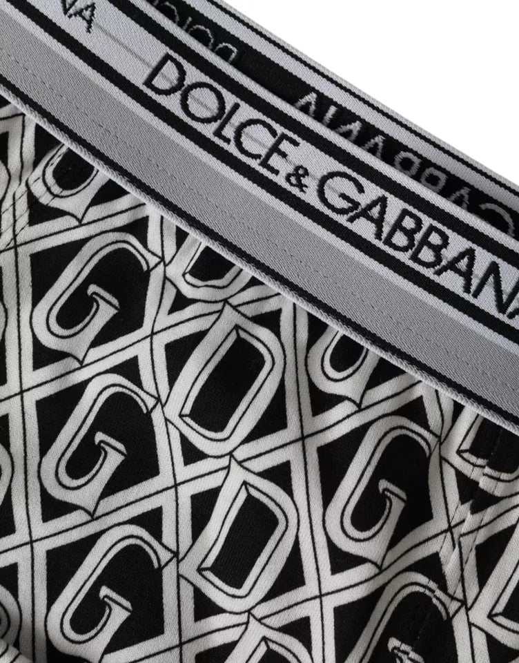 Sous-vêtements cyclistes Dolce & Gabbana en coton stretch noir et blanc avec logo DG pour homme