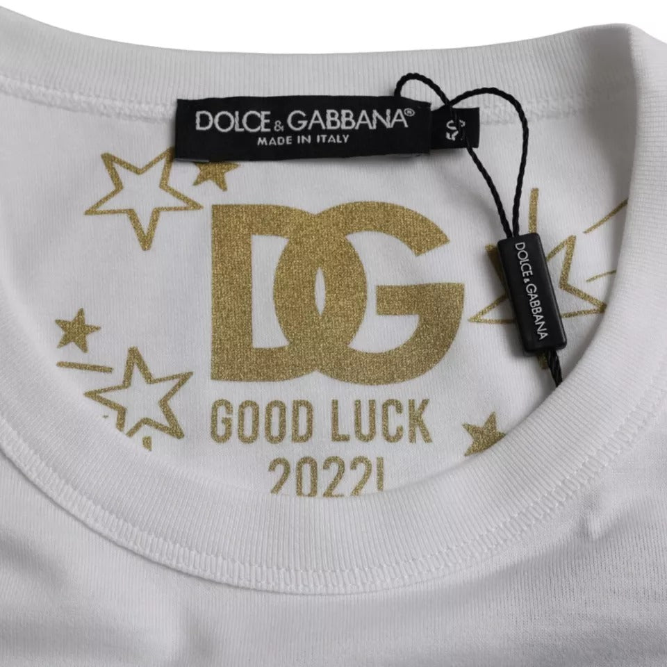 Dolce & Gabbana White Cotton Round Neck Short Sleeves T-shirt by Dolce & Gabbana