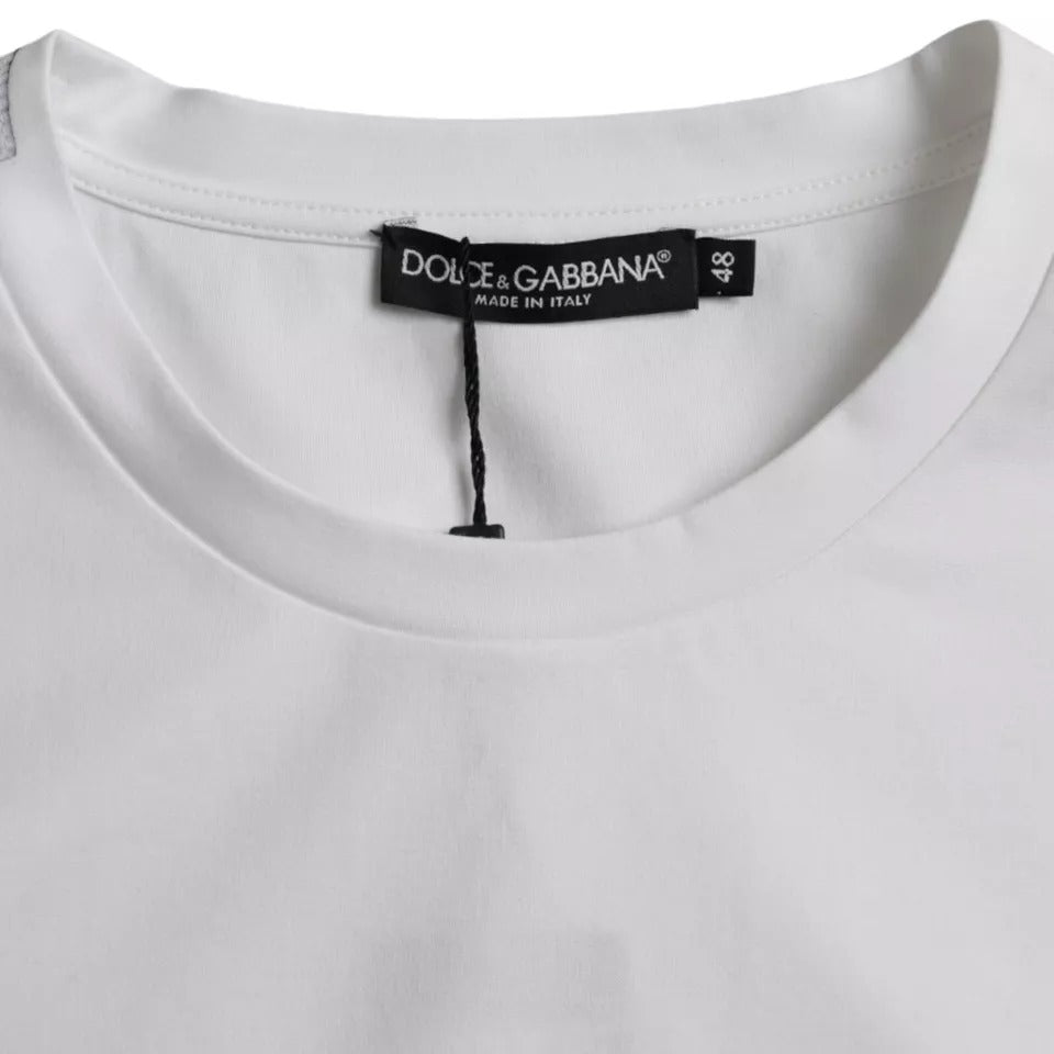 Dolce & Gabbana White Cotton Round Neck Short Sleeve T-shirt by Dolce & Gabbana