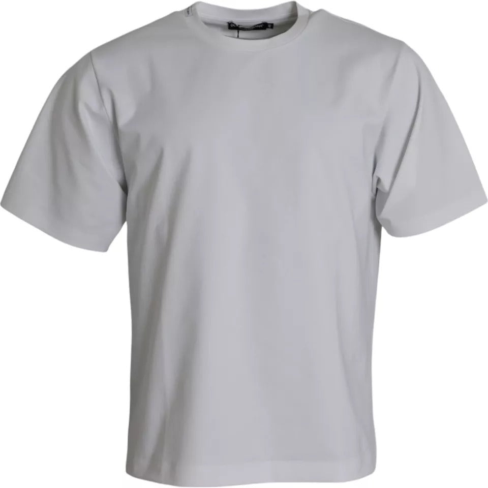 Dolce & Gabbana White Cotton Round Neck Short Sleeve T-shirt by Dolce & Gabbana