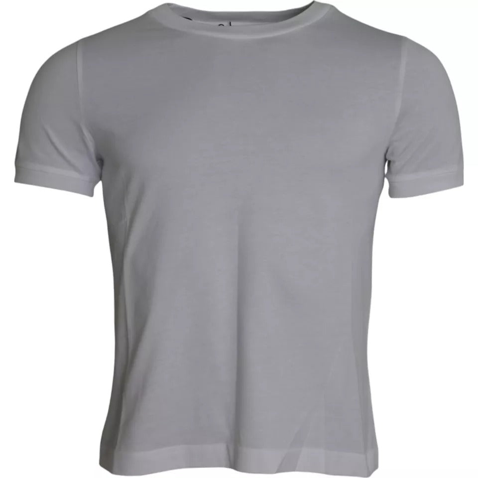 Dolce & Gabbana White Cotton Round Neck Short Sleeve T-shirt by Dolce & Gabbana