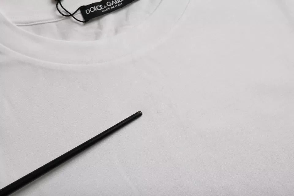Dolce & Gabbana White Cotton Round Neck Short Sleeve T-shirt by Dolce & Gabbana