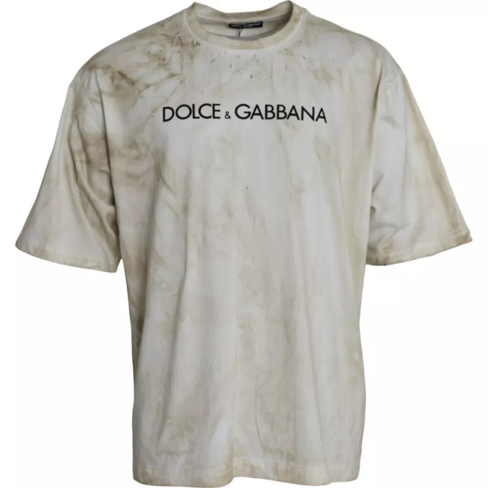 Dolce & Gabbana Off White Logo Cotton Crew Neck T-shirt by Dolce & Gabbana