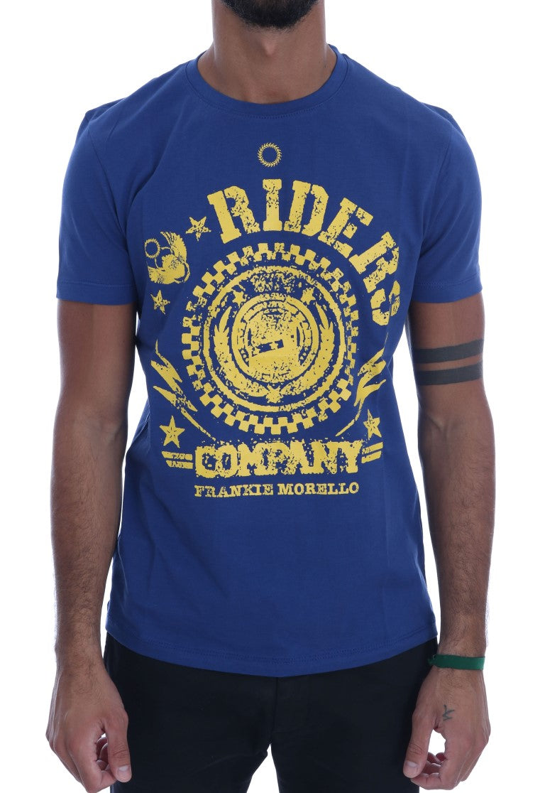T-shirt en coton à motif cavaliers bleus élégant de Frankie Morello