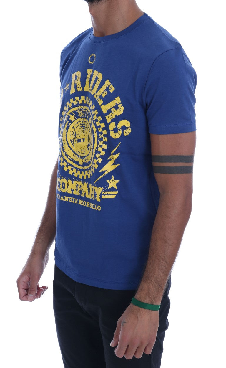 T-shirt en coton à motif cavaliers bleus élégant de Frankie Morello
