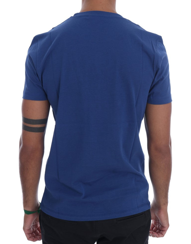 T-shirt en coton à motif cavaliers bleus élégant de Frankie Morello