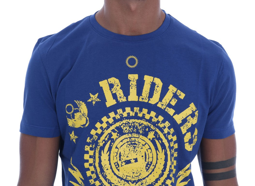 T-shirt en coton à motif cavaliers bleus élégant de Frankie Morello