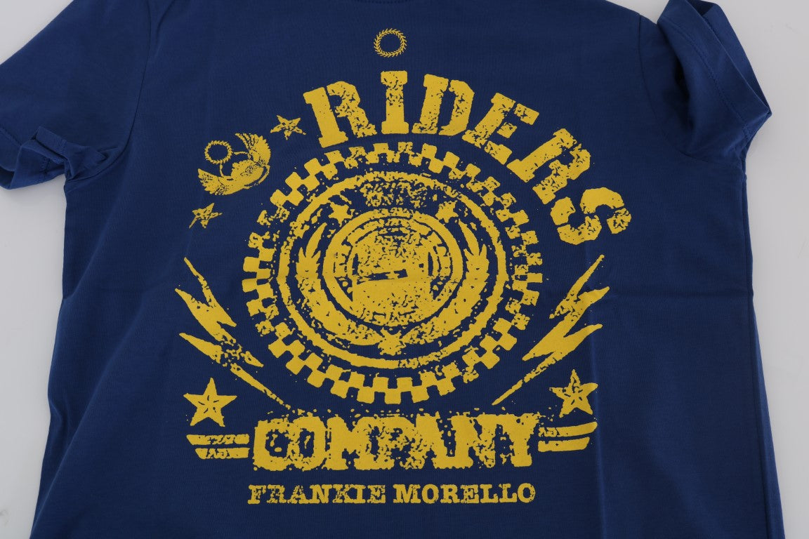 T-shirt en coton à motif cavaliers bleus élégant de Frankie Morello