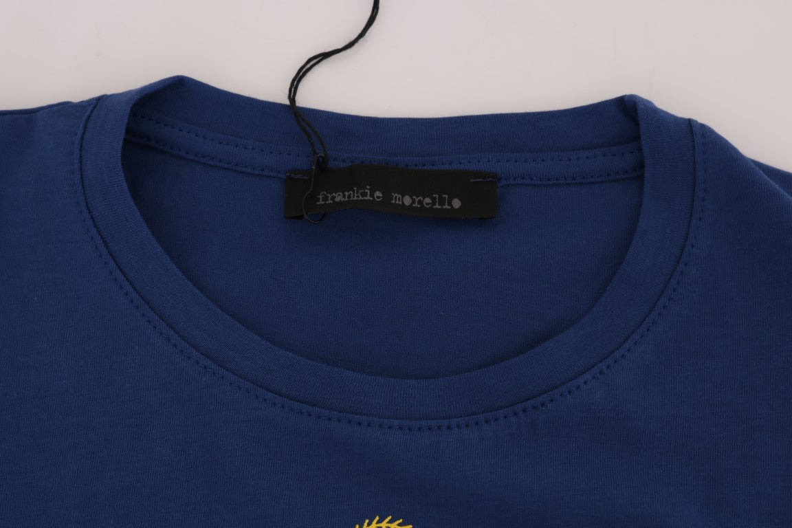 T-shirt en coton à motif cavaliers bleus élégant de Frankie Morello