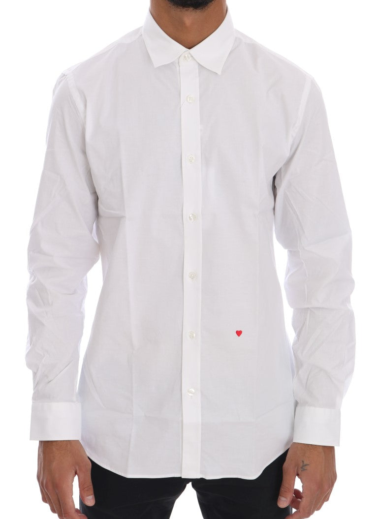 Moschino White Cotton Stretch Slim Fit Dress Shirt by Moschino