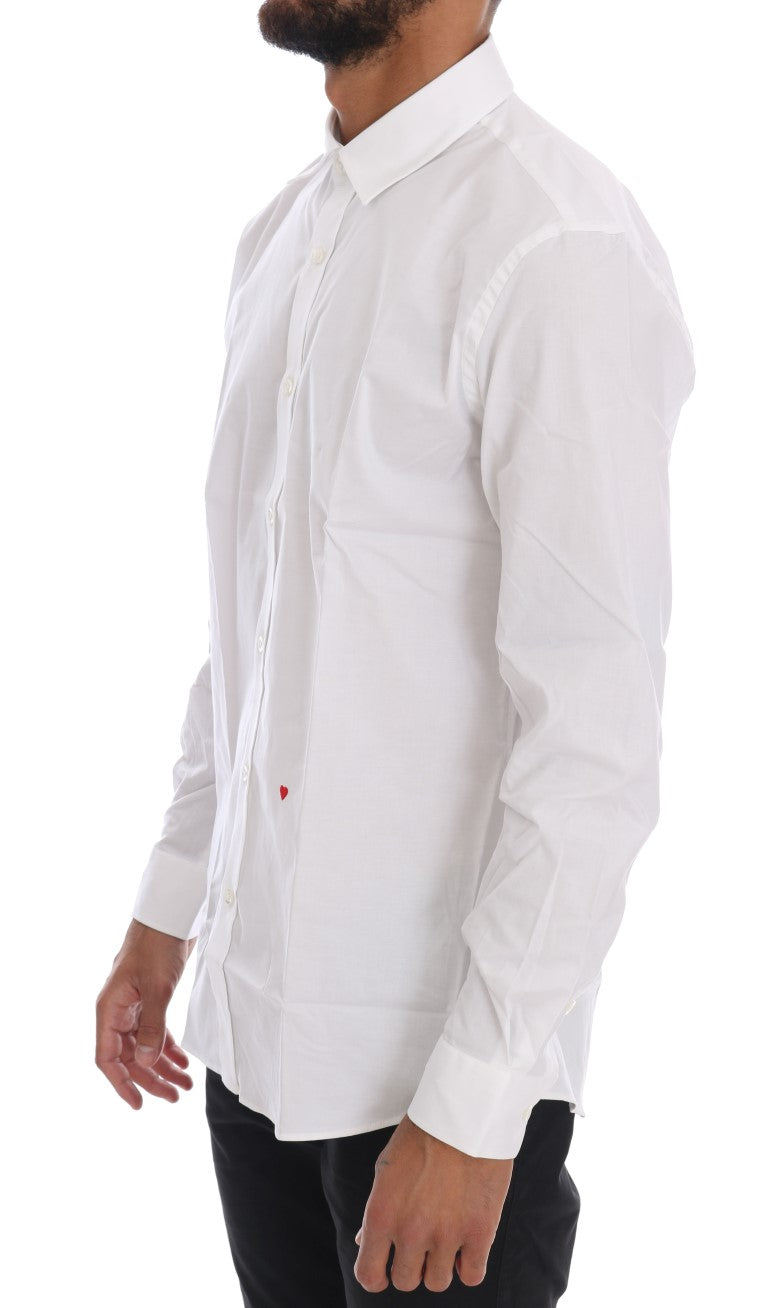 Moschino White Cotton Stretch Slim Fit Dress Shirt by Moschino